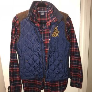 Polo vest/flannel shirt combo